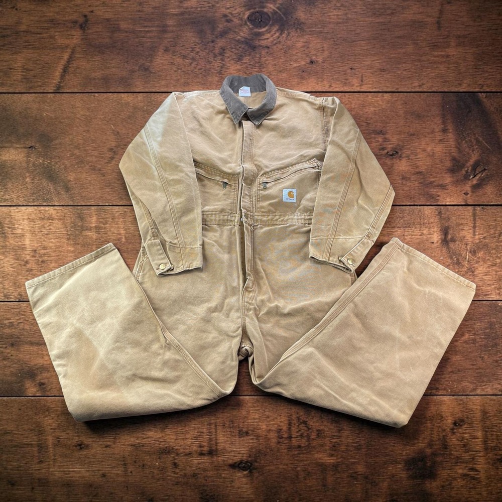 Vintage 1986 Carhartt Quilt Lined Duck Coverall Mens 44S Brown Union Made USA